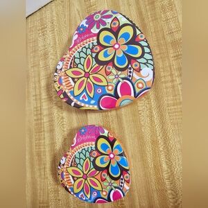 Brighton Heart Shaped Jewelry Tins Set of 2 Floral Pop Art Trinket Boxes Empty